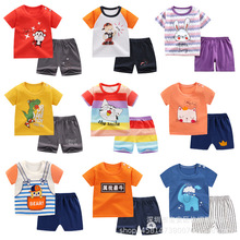 外贸工厂直销童装儿童短袖套装T恤 男女童韩版两件套装地摊货源
