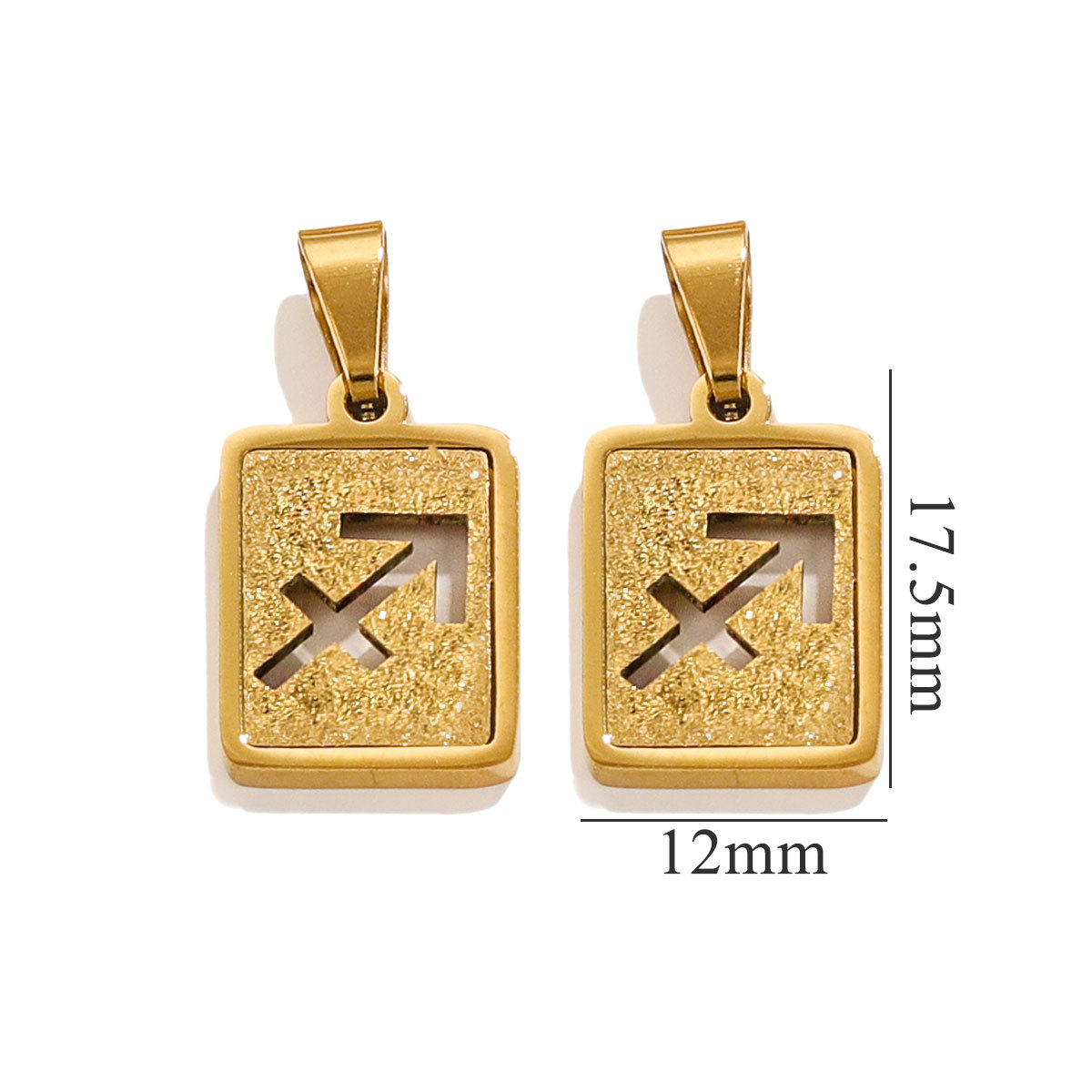 Rectangular europeo y americano prensado arena 18K acero inoxidable doce colgante de constelación diseño de personalidad popular DIY joyería colgante