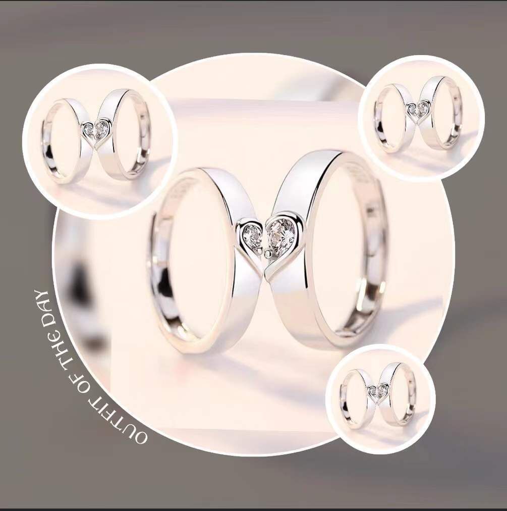 4g Weight Open Rings Classification Adjustable Ring Size 925 Sterling Silver Heart Shape Open Rings 925 Sterling Silver Rings