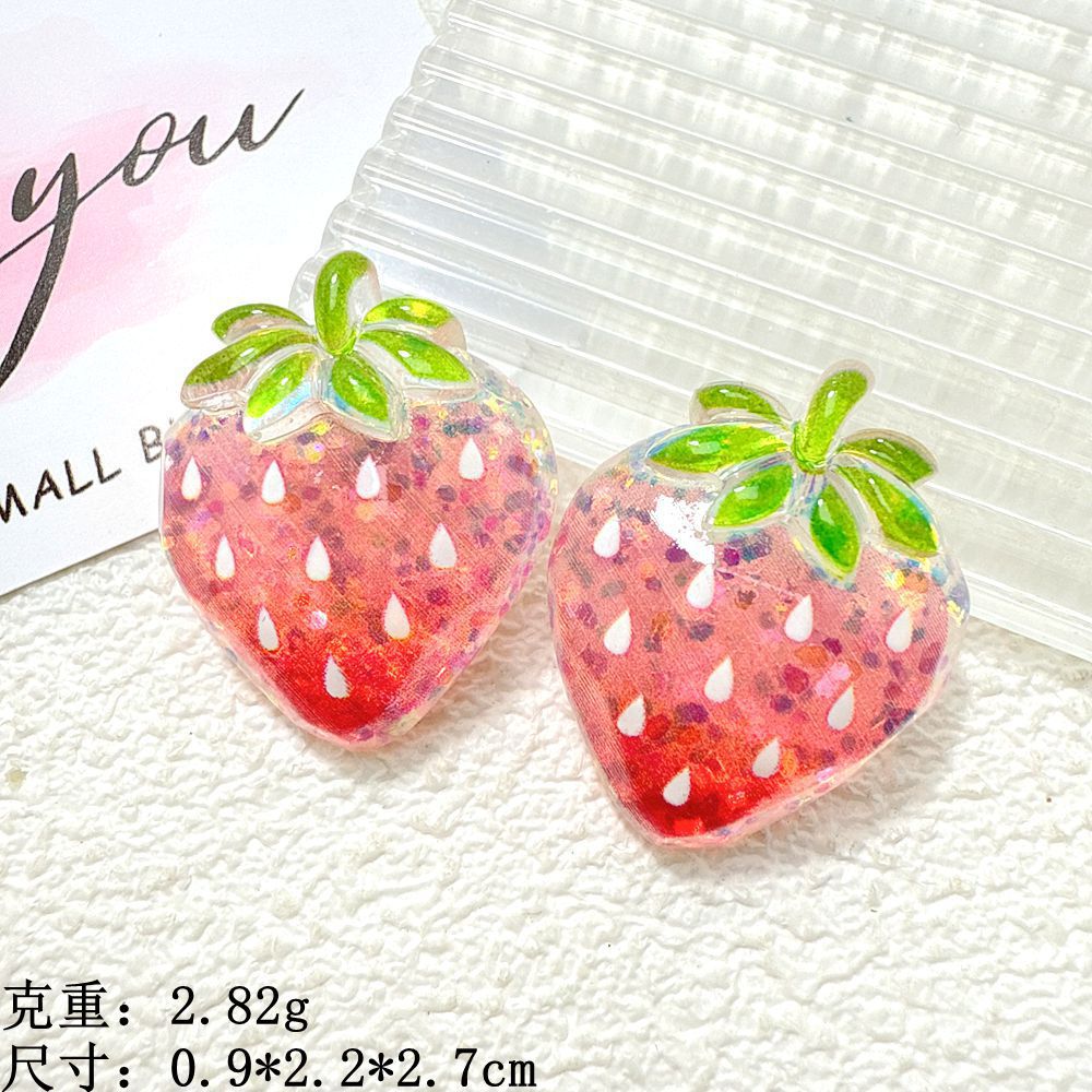 氷透樹脂部品フラッシュグラデーションカラーいちごdiy手作りアクセサリー携帯電話ケース文房具収納ケース