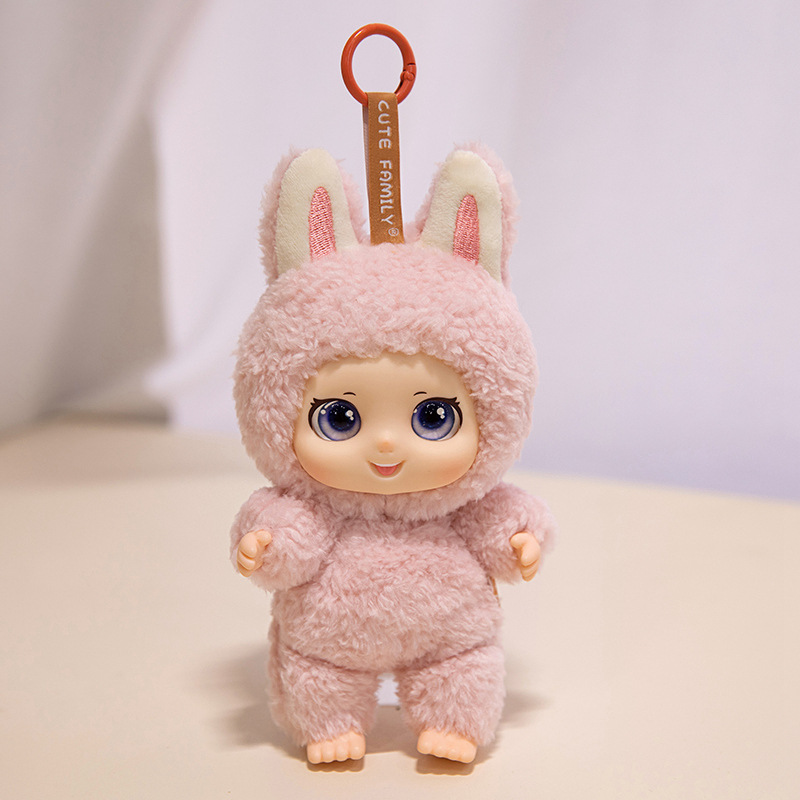Cute silicona mascota familia colgante juguetes de peluche muñeca muñeca mochila muñeca llaveros muñeca