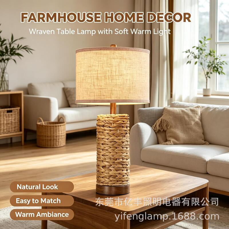 North American and South American farmhouse-style, handcrafted, woven rope table lamps, large size, custom-made, wholesale from Zhongshan lighting