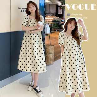 Real Shot in stock plus size Loose Wave Dot Summer New Loose Slim dress Pocket