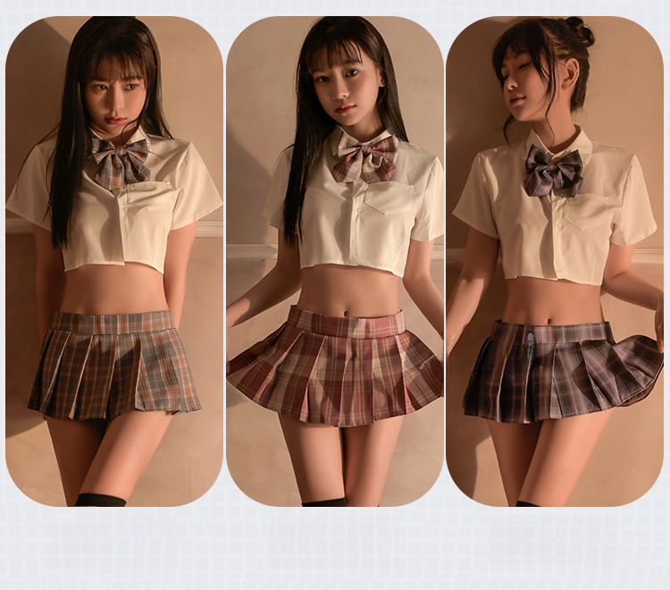 Yiyue Sexy Unterwäsche Studentenkleid Sexy jk Uniform Versuchung Heißer Faltenrock Rollenspiel-Set 8199_voghion.com