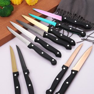 Cross-border stainless steel super sharp serrated Western knife in stock restaurant hotel tableware camping Western steak knife