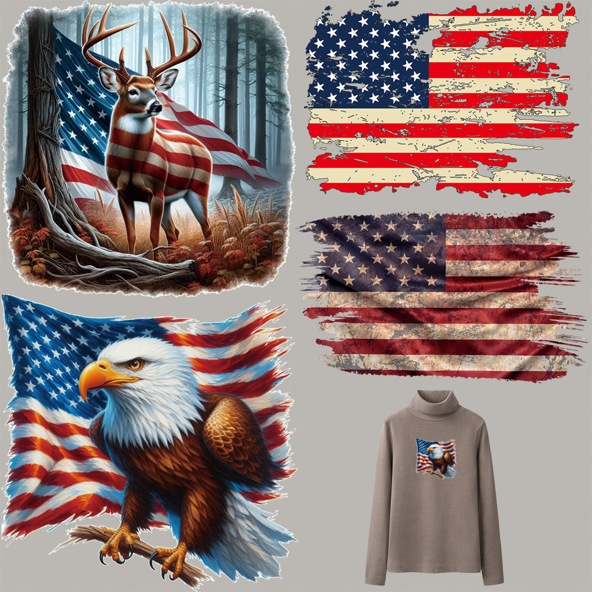 2025新款复古美国国旗热转印烫画 服装棒球帽t恤手工DIY印花烫图