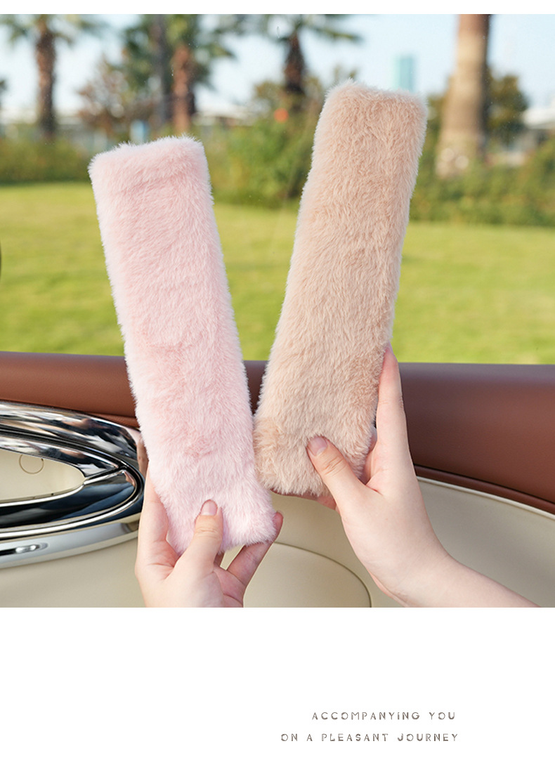 Blue Rain Seat Belt Shoulder Pads Casual Imitation Rabbit Fur Car Soft Anti-Strangle Protective Cover Winter Stuffed Car Shoulder Pads
