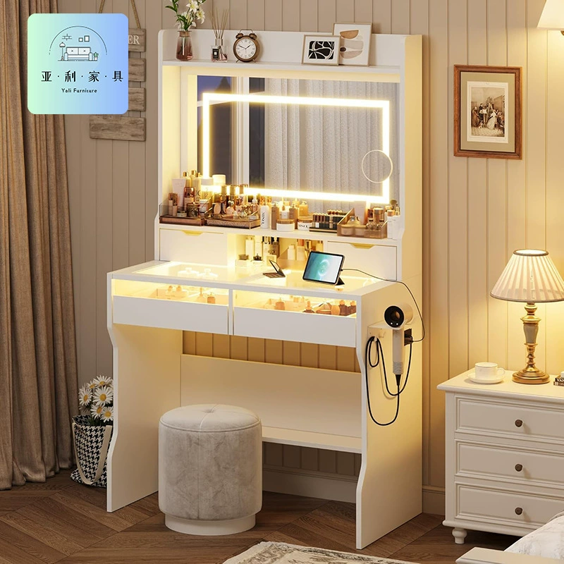 Экспортная мебельная панель для туалетного столика Amzom, простой компактный туалетный столик для спальни с подсветкой