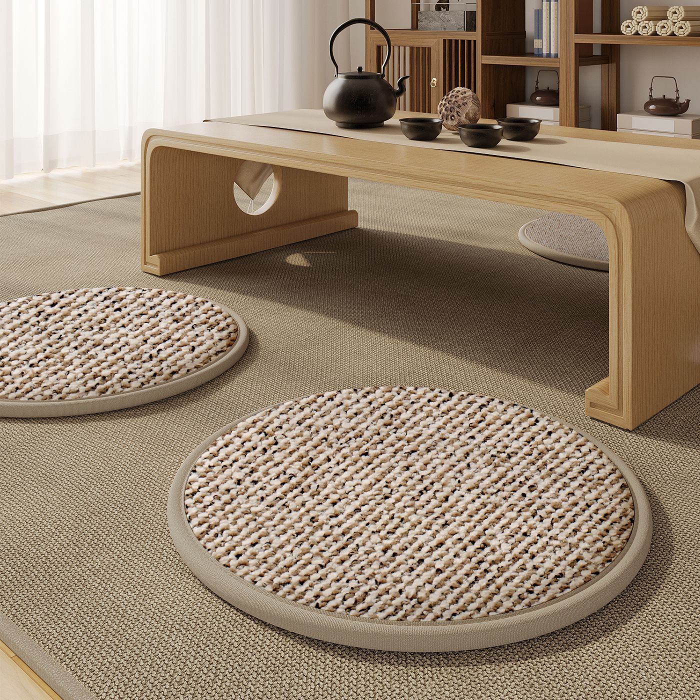 Estuilla de futón redonda japonesa almohadilla sala de estar sala de té meditación alfombra de meditación simple sensación de alta calidad cuatro estaciones universal