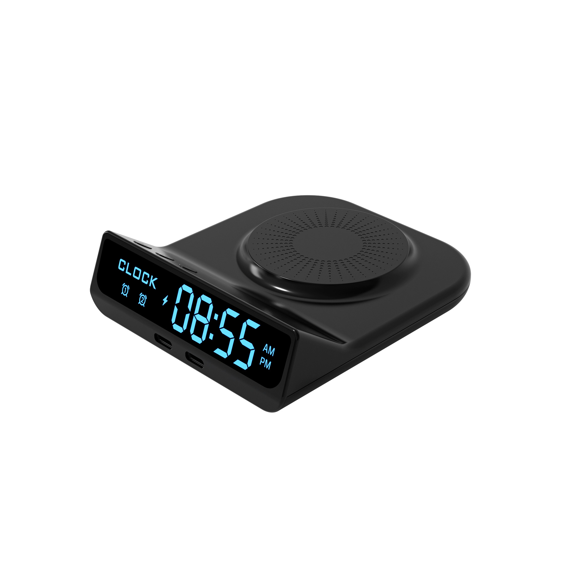 Cargador inalámbrico digital para teléfono móvil de 15W, cargador inalámbrico multifunción, pantalla digital, reloj despertador, portalápices, luz nocturna LED anti-luz azul