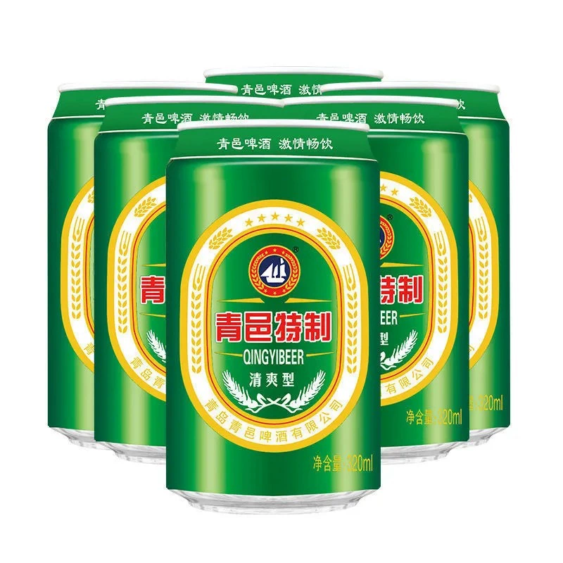 Свежий пенный напиток с новой датой, пиво 320 мл в банке, целая коробка, Qingdao Qingyi крафтовое чистое зерновое ферментированное пиво оптом