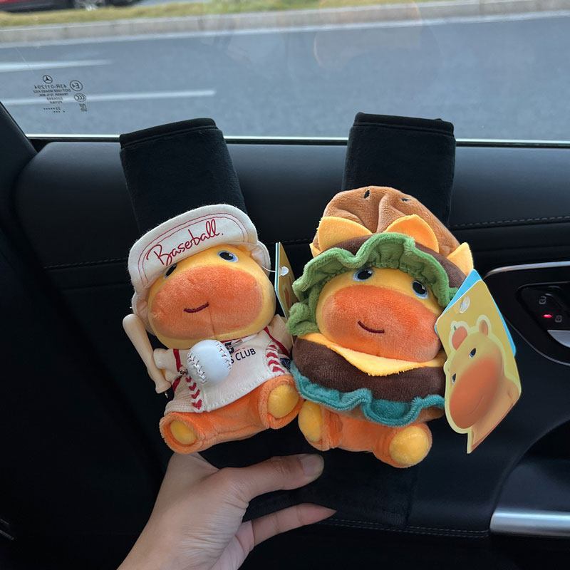 Authentic Capybara Lulu Car Seatbelt Shoulder Pad Plush Pendant Capybara Doll Hanging Decoration Gift