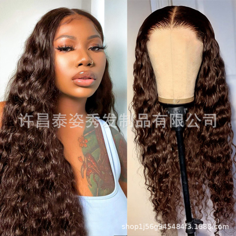 Real wig front lace headgear human hair wigs black artificial natural water cross-border wholesale