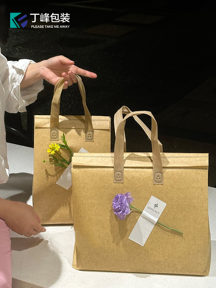 Ins madera no tejida de aluminio bolsas de aislamiento térmico fruta cortar té beber jugo para llevar bolsas de mano auto-sellado color sólido