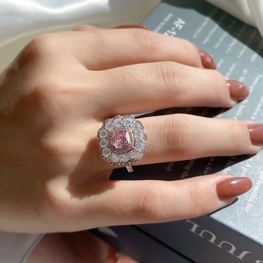 Fashion Geometric Sterling Silver Inlay Zircon Rings 1 Piece