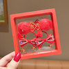 Children's hair accessory, hairgrip, red festive hairpins with bow, Chinese style