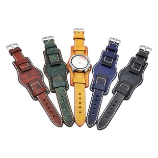 Hot Selling top layer leather sweat-proof watch strap accessories handmade polished vintage distressed tray bottom support leather watch strap