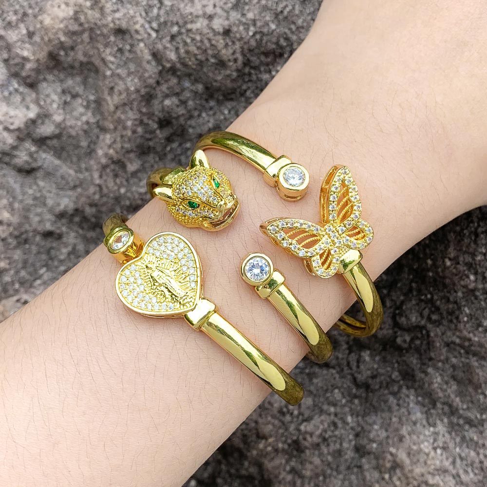 Fashion Animal Copper Plating Inlay Zircon Bangle 1 Piece