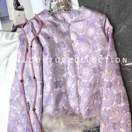 深圳南油女装女装女装冬季新款拼鸵鸟毛提花羽绒服复古新中式国风