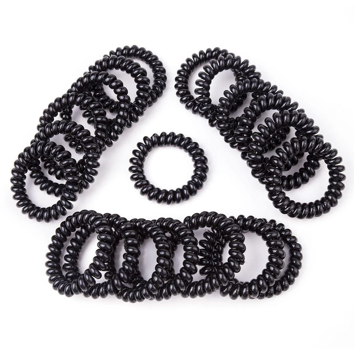 Set Large Bold Black High Elastic Telephone Wire Hair Accessories Hair Rope display picture 4