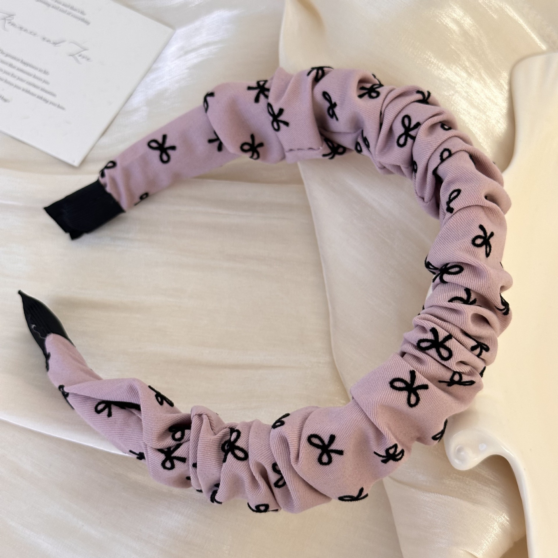 Nuevo punto de onda coreano arco rosa plegado tela banda de cabello dulce lindos banda de cabello accesorios para el cabello