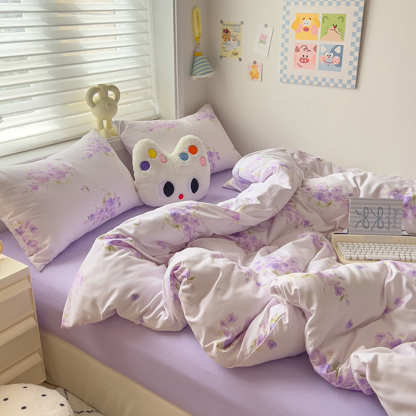 Madre y bebé clase A dormir desnudo algodón cuatro piezas cubierta sábanas de cama super suave cama dormitorio gaza tres piezas