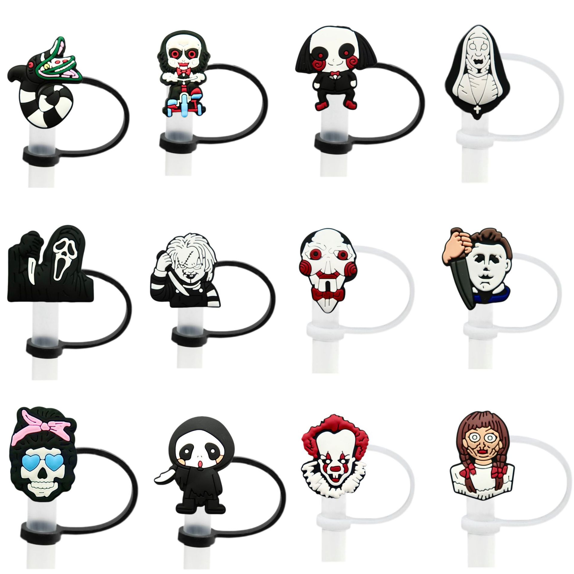 Capas de paja de Halloween transfronterizas reutilizables cubierta de paja de silicona tapones de polvo de paja decoración gran precio