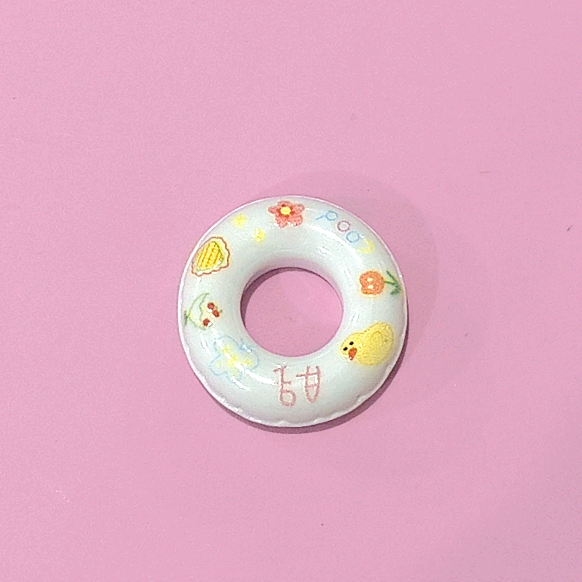 Realistic cream swimming ring, shoes, footwear buckle, accessory, material with accessories, handmade