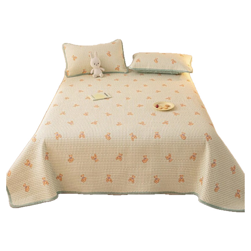 Un lado de algodón puro, un lado más tapa de cama de tatami de terciopelo, sábana acolchada de algodón gruesa, juego de tres piezas, cuatro estaciones universales