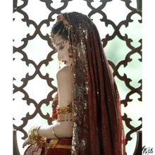 印度重工纱丽尼泊尔风情茉莉公主沙丽头纱印度披肩围巾演出网红