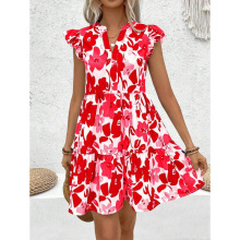 J 59629 Print fashion elegant dress ӡ��ʱ����������ȹ