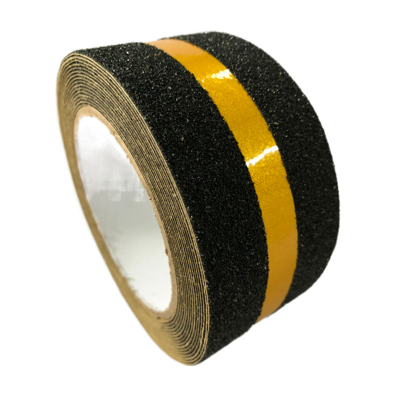 滑板防滑砂纸 彩色防滑胶条 60目黑色砂纸 PET中间夹反光警示胶带
