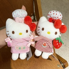 正版HelloKitty钥匙扣少女心可爱粉红色系厨师款手持草莓包包挂件
