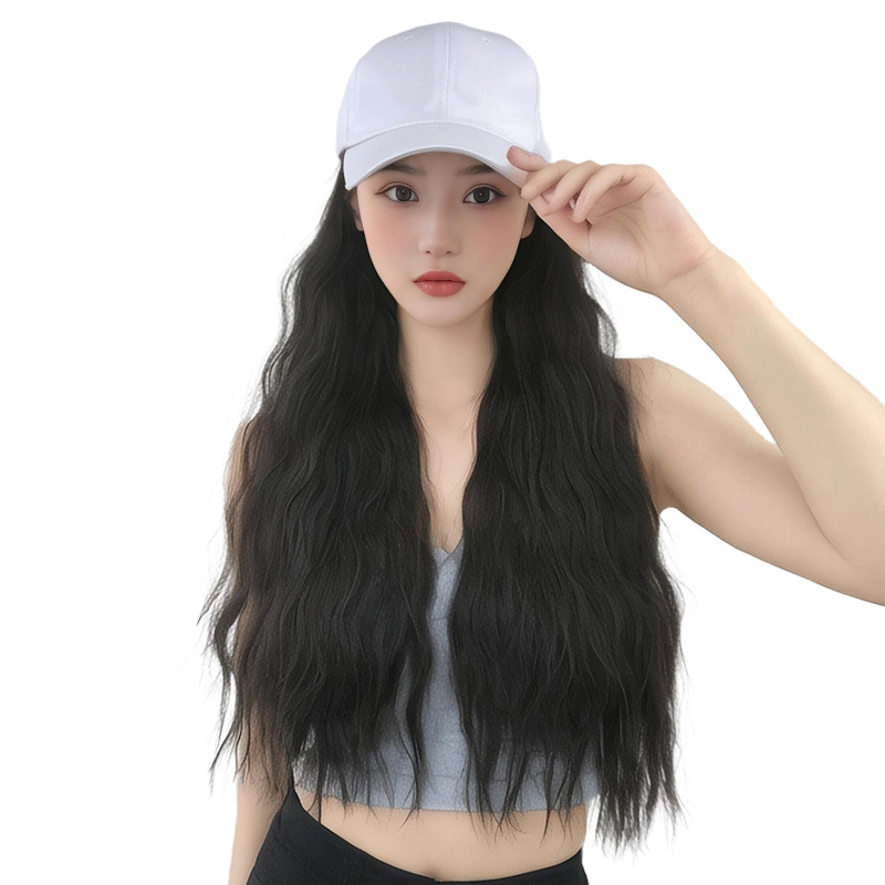 wig hat integrated fashion commuting duckbill cap chemical fiber corn perm long curly spot goods_voghion.com
