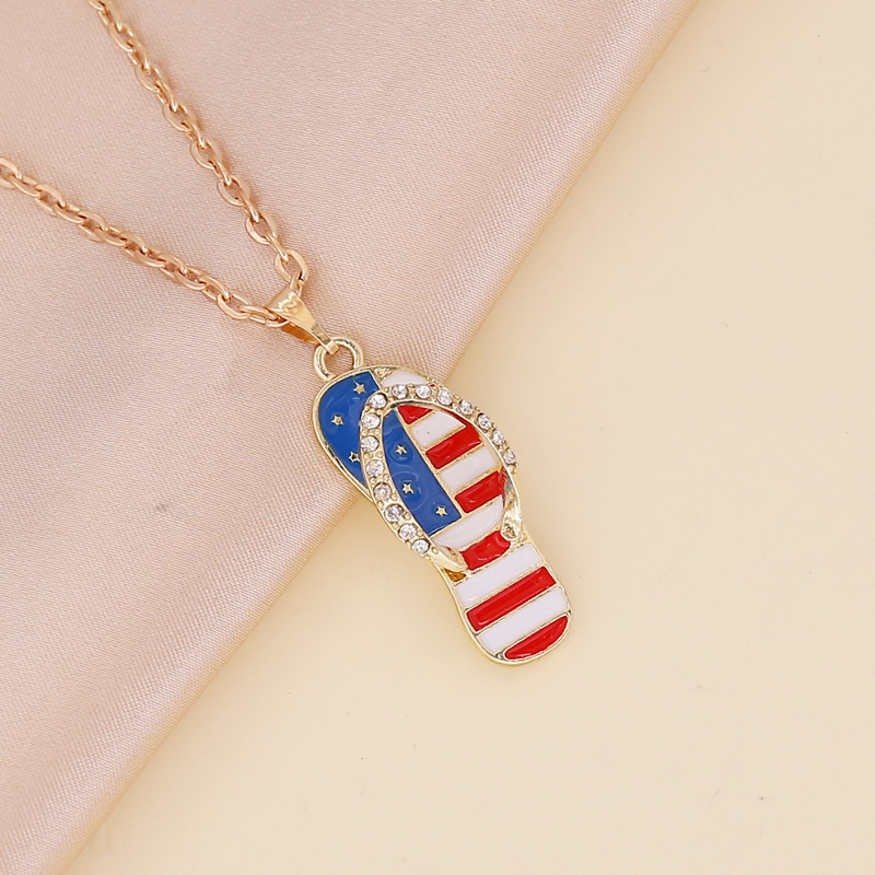 Nihaojewelry Großhandel Schmuck Neue Amerikanische Flagge Hausschuhe Halskette display picture 4