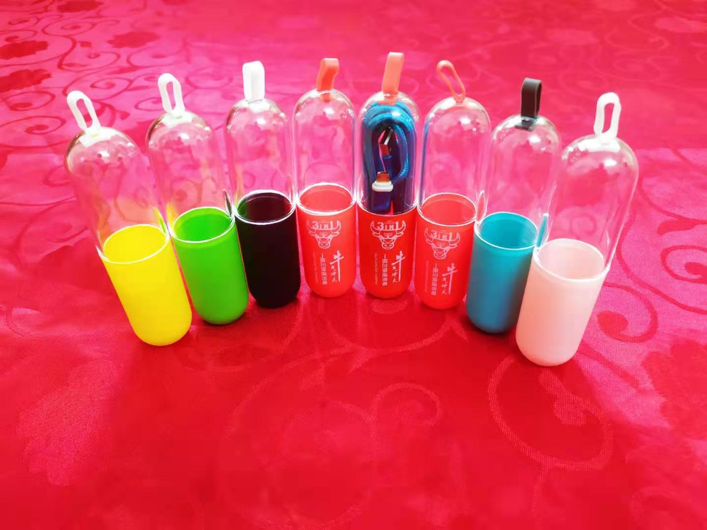 供应一拖三数据线塑料包装盒  耳机线/音频线透明水晶包装盒