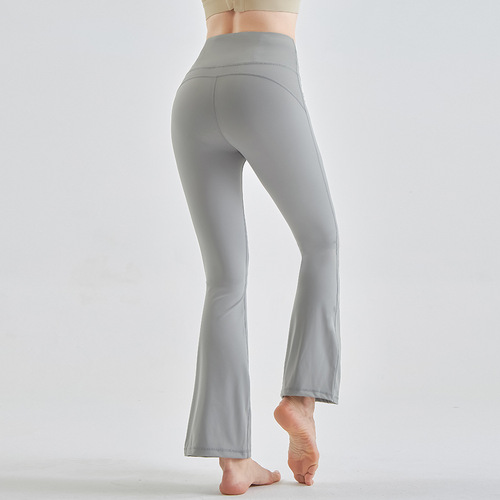 Lulu's same model of hip-lifting and slimming bell-bottom pants for women, nude-feeling high-waisted and abdominal-controlling yoga pants with slightly flared sports and fitness trousers