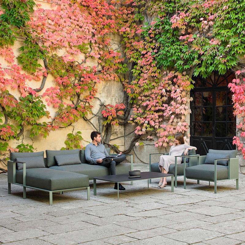 Sofá nórdico al aire libre ocio minimalista diseñador de acero inoxidable patio villa creativo impermeable muebles al aire libre
