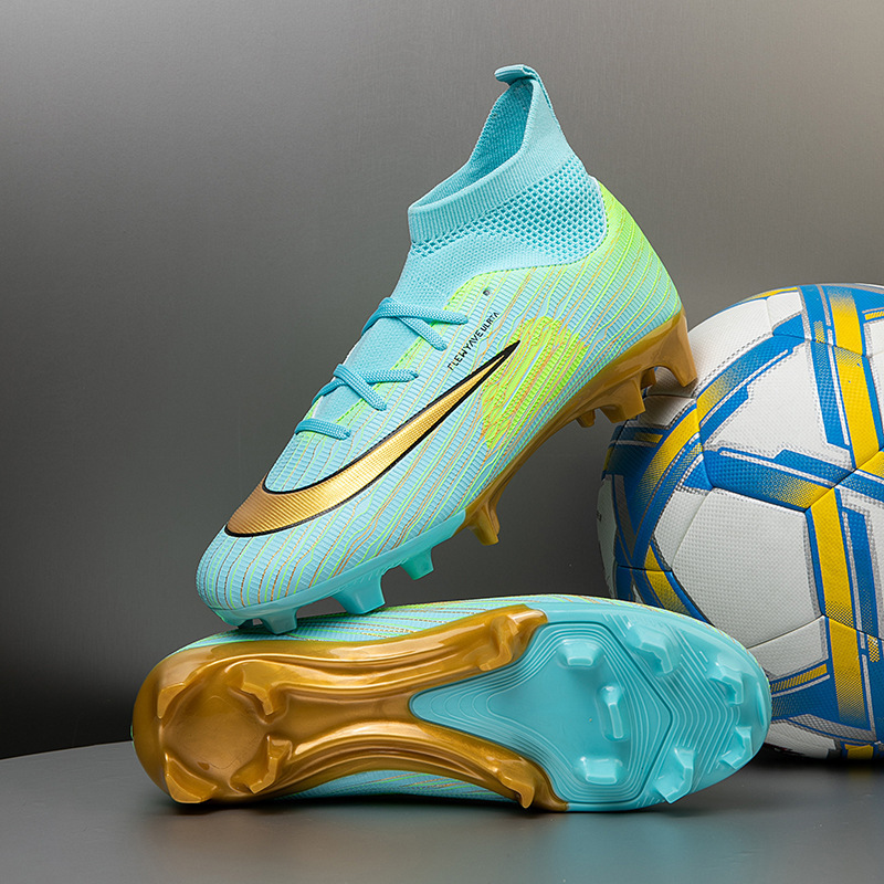 Zapatillas de Fútbol de Cuello Alto para Niños TF y AG TPU y Caucho Transpirable para Césped