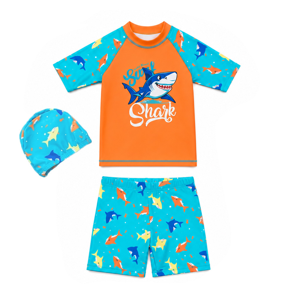 Conjunto de traje de baño para niños de 7 a 12 años, conjunto de tres piezas, diseño de dinosaurio de dibujos animados, protección solar, secado rápido, conjunto de traje de baño de manga larga para niños mayores image 10