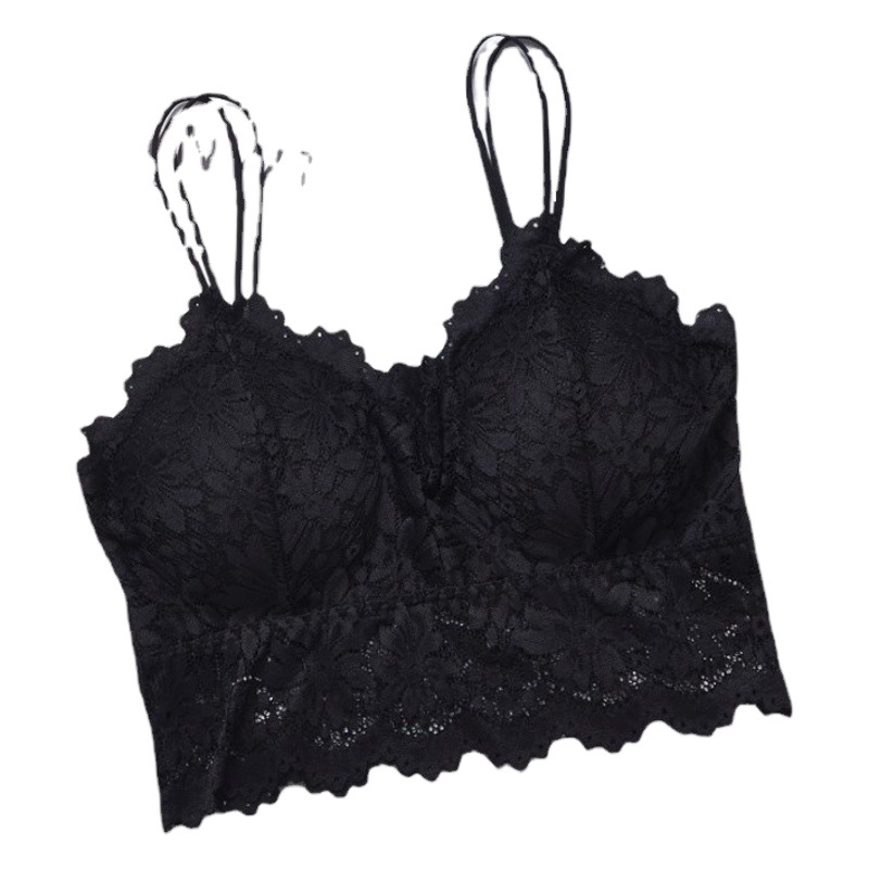 Large Size Lace Backless Tube Top for Women with Chest Pads, Anti-Exposure, French-Style Camisole Lingerie