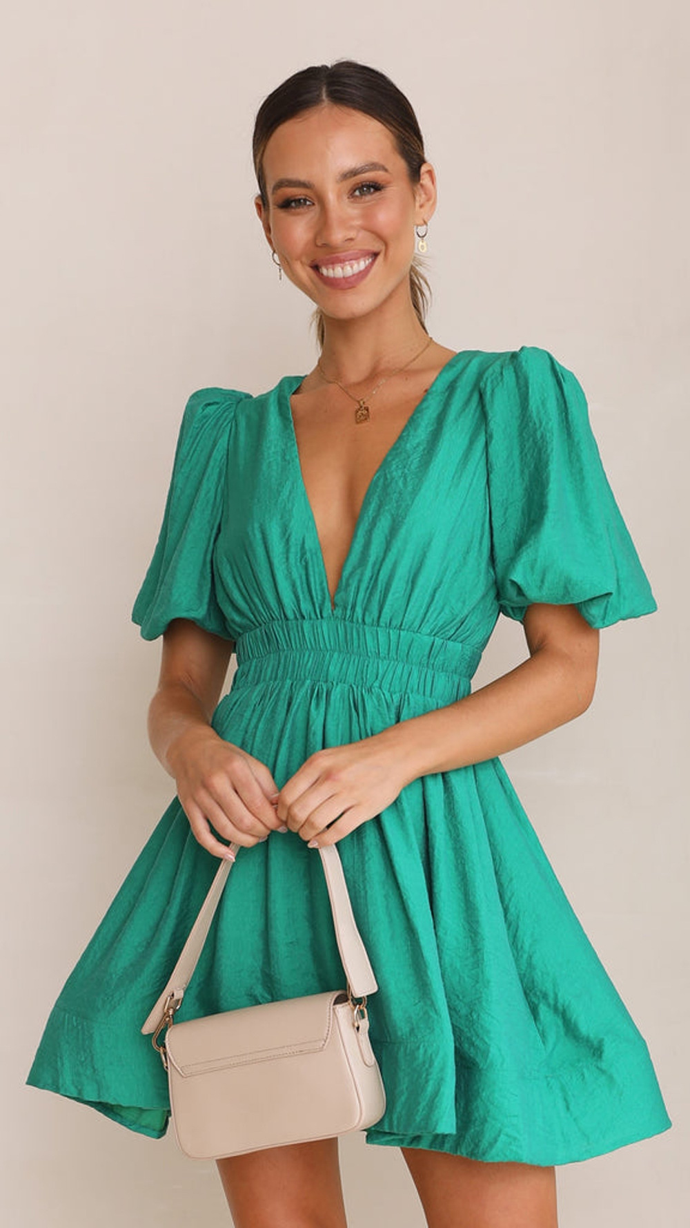 420g Weight Above Knee Dress Length Type Short Sleeve Sleeve Length Regular Dress Dresses Type Bishop Sleeve Sleeve Type Polyester Fabric Type Mid Waist Waist Line Daily Occasion V Neck Neckline Regular Fit Fit Type Solid Color Pattern Summer Season Women's Gender Zipper Design Vacation Style Wholesale Women's Vacation Zipper Solid Color Daily V Neck Short Sleeve Regular Dress 4