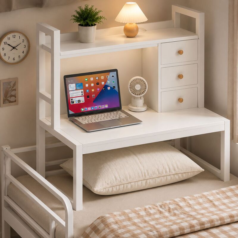 Dormitory bed computer desk, home study desk, student office desk with drawers and storage rack