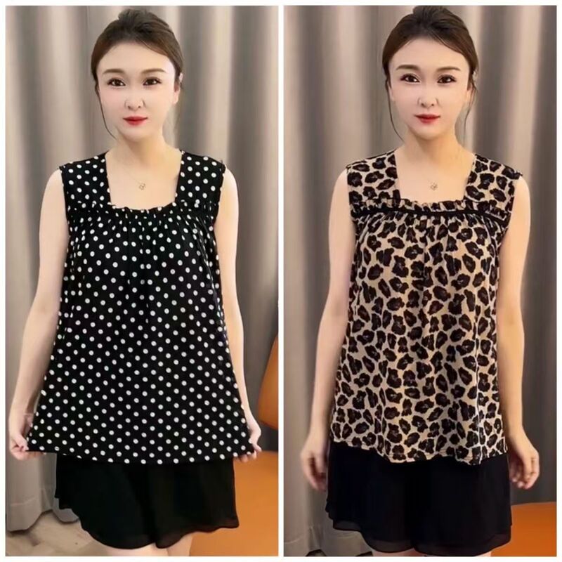Cross-Border Trendy Item~ Ice Silk Vest for Women, Cute Thin Pajamas, Quick-Dry Loose Floral Camisole, Summer Vest