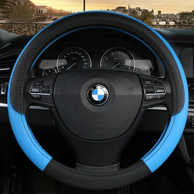Wholesale HY embossed Plaid: Steering wheel cover - export-drunk-high-quality-black-blue-jzj-embossed-plaid-38cm