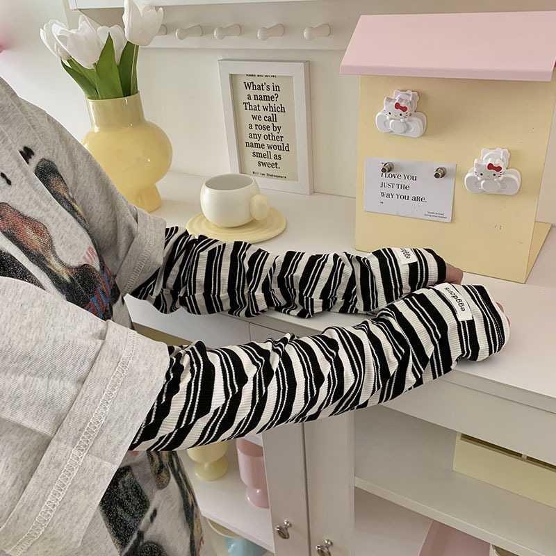 Mangas de hielo, mangas de protección solar, nuevas mujeres, verano, nueva sombra, protección UV, conducción delgada, mangas de mano a rayas sueltas, brazos