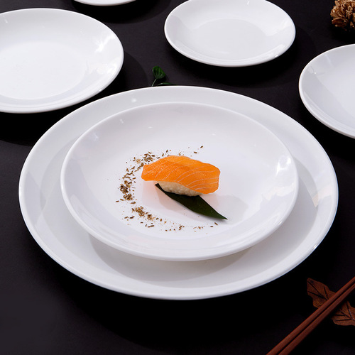 White plate melamine tableware round plate flat plate plastic plate western food plate merchant dinner plate round plate bone plate wholesale