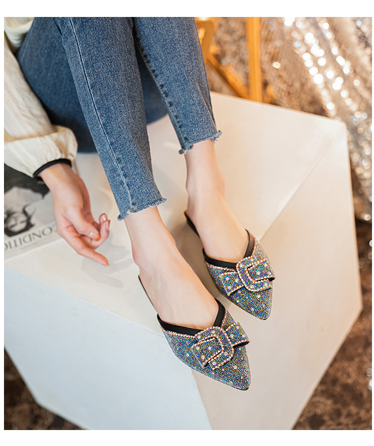 2023 spring and summer new outerwear all-match net red low-heeled sandals pointed toe Muller drag_voghion.com