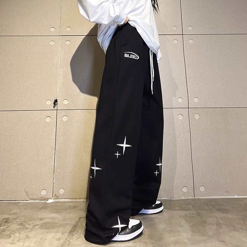 Original Classic Black Design Sense Personalized Printed Straight Trousers Dame Jazz All-Match Ins Sports Pants Original Classic Black Design Sense Personalized Printed Straight Trousers Dame Jazz All-Match Ins Sports Pants