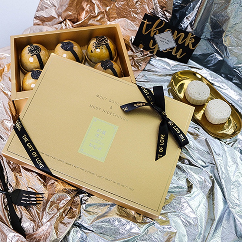 烫金酒店中秋月饼礼盒定做精美饼干包装盒折叠卡盒手提礼品盒定制